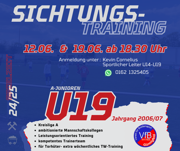 Sichtungstraining für unser U19 Team