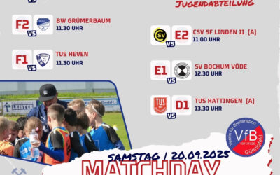 MATCHDAY Jugend| SAMSTAG, 20.09.2025